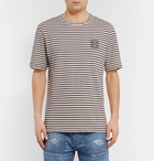 Loewe - Logo-Embroidered Striped Cotton and Linen-Blend Jersey T-Shirt - Navy