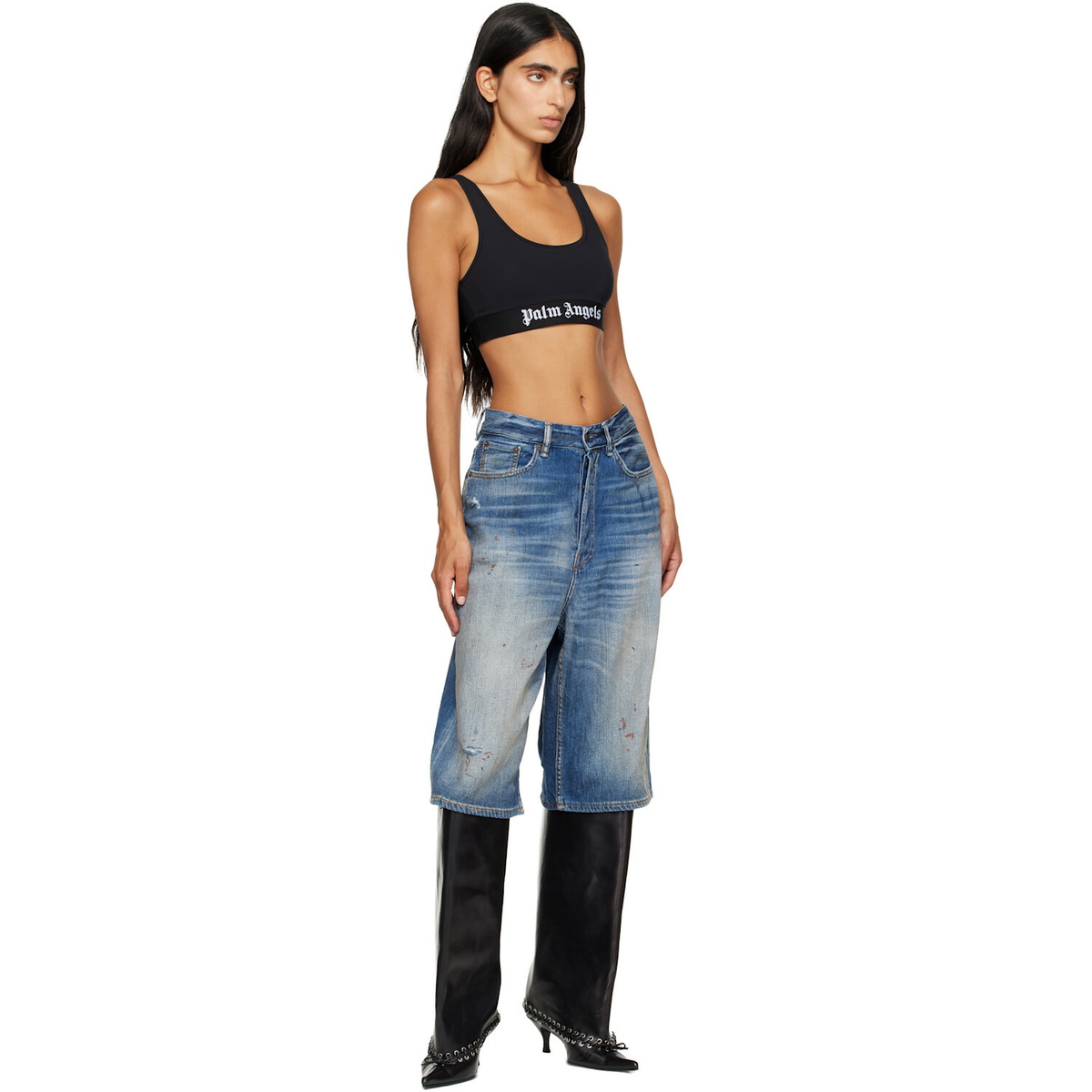 Palm Angels Black Classic Logo Sport Bra