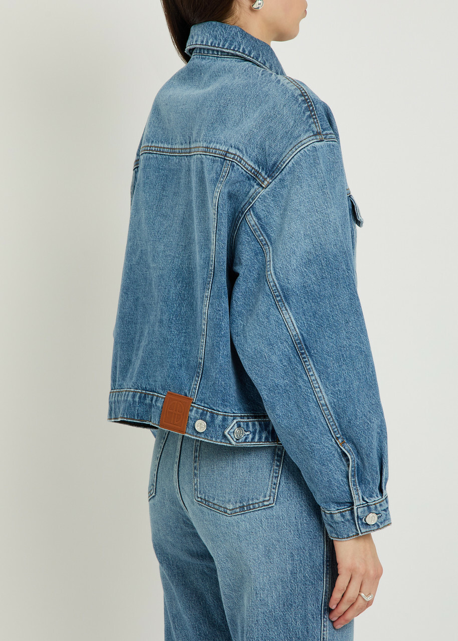 Anine Bing Quincy Panelled Denim Jacket Blue