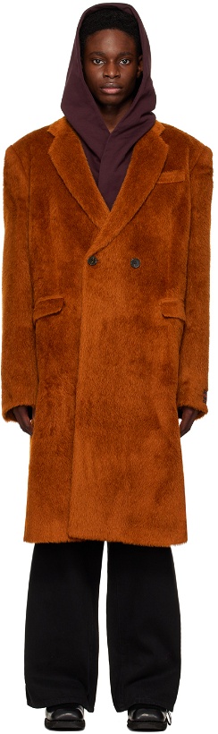 Photo: Raf Simons Brown Double-Breasted Coat