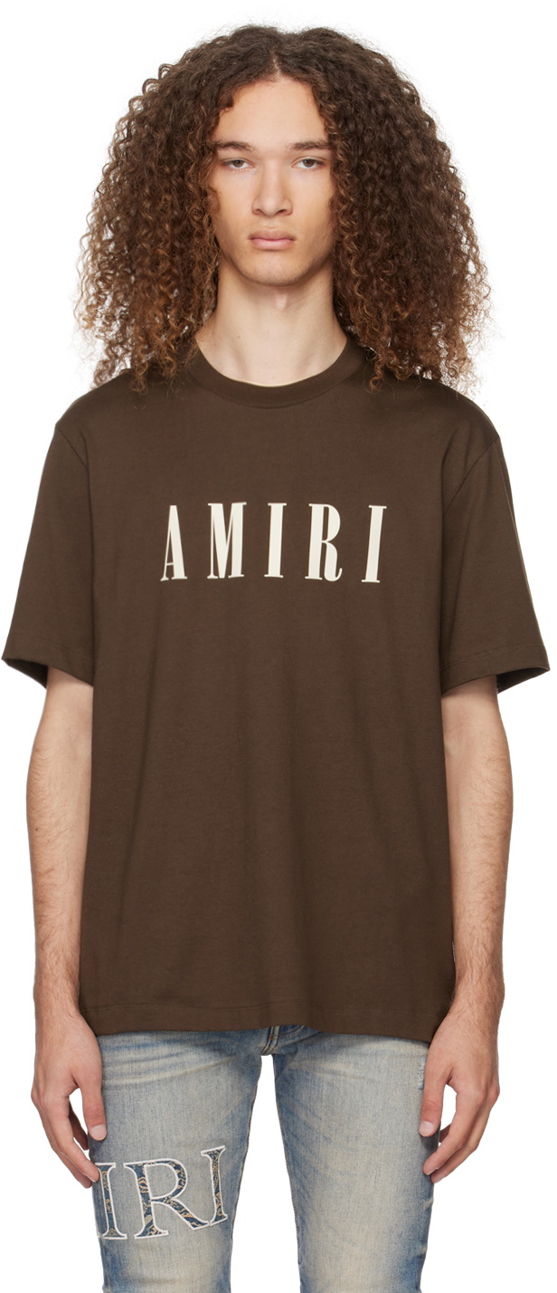 Tシャツ・カットソー AMIRI Dark Brown Leather T-Shirt AMIRI Brown Core T-Shirt Amiri