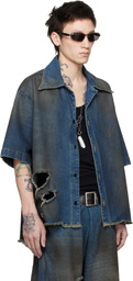 LU'U DAN Blue Boxy Denim Shirt
