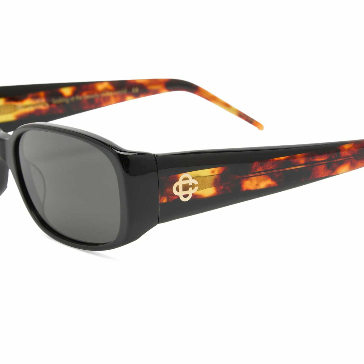 Casablanca Men's Oval Stripe Acetate Sunglasses in Black&Tortoise 