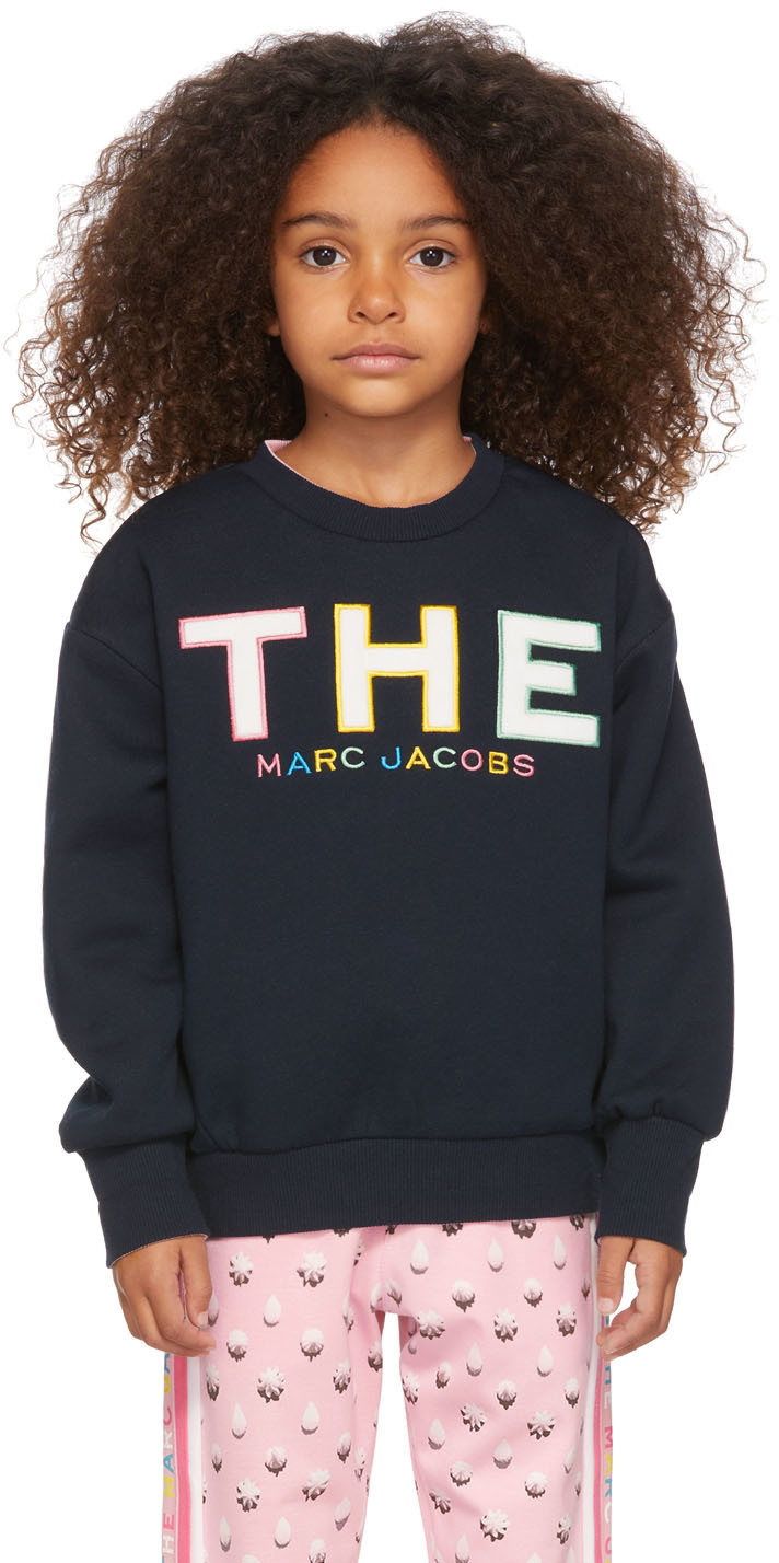 Logo Cotton Blend Hoodie in Blue - Marc Jacobs Kids