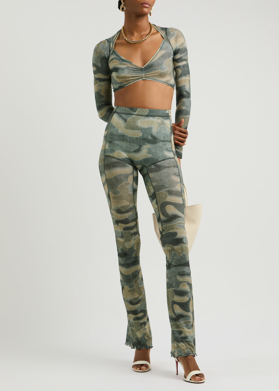 Knwls Halcyon Printed Stretch-jersey Leggings Green