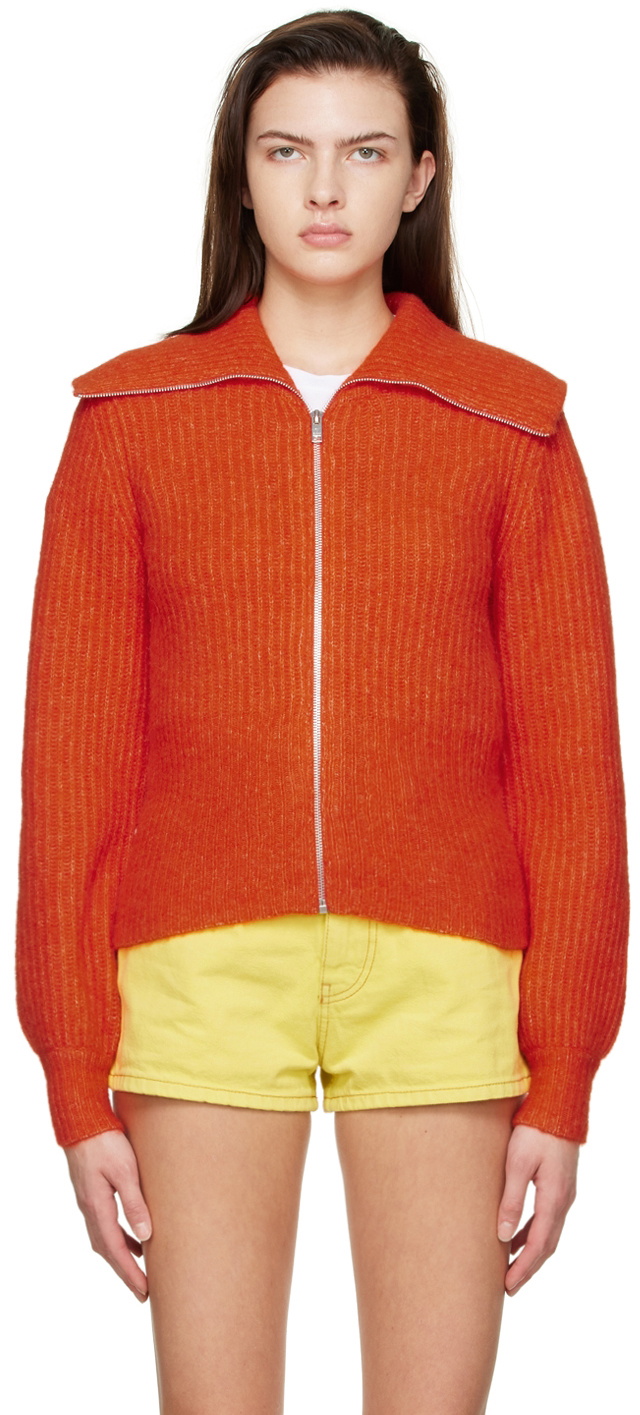GANNI Orange Alpaca & Merino Wool Jacket