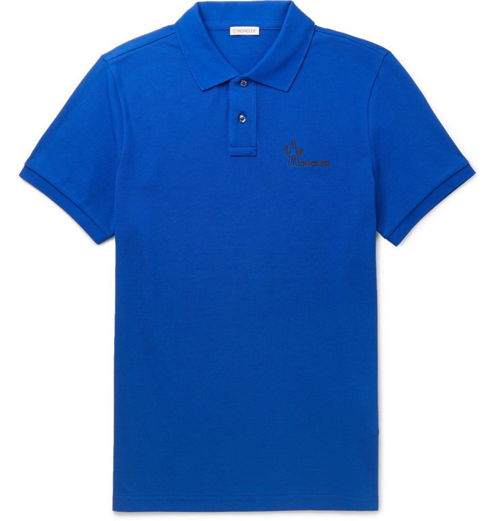 Photo: Moncler - Slim-Fit Cotton-Piqué Polo Shirt - Blue