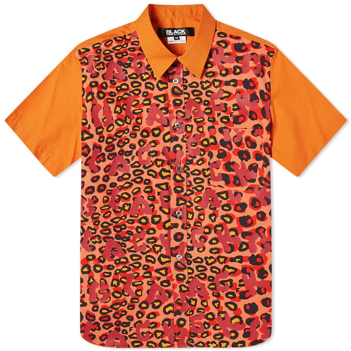 Photo: Comme des Garçons Black Men's Leopard Print Short Sleeve Shirt in Orange/Black