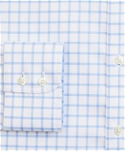 Brooks Brothers Men's Stretch Madison Relaxed-Fit Dress Shirt, Non-Iron Twill Ainsley Collar Grid Check | Light Blue