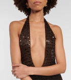 Aya Muse Enodia sequined halterneck maxi dress