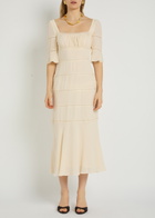 Reformation Laverna Lace-trim Chiffon Midi Dress Cream