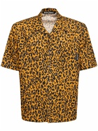 PALM ANGELS - Cheetah Linen Blend Bowling Shirt