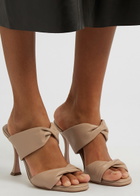 Aquazzura Twist 95 Almond Leather Sandals Nude