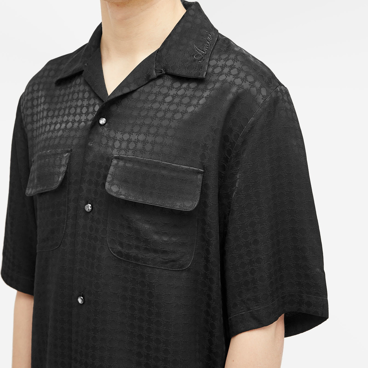 AMIRI Men's MA Quad Jacquard Camp Shirt in Black Amiri