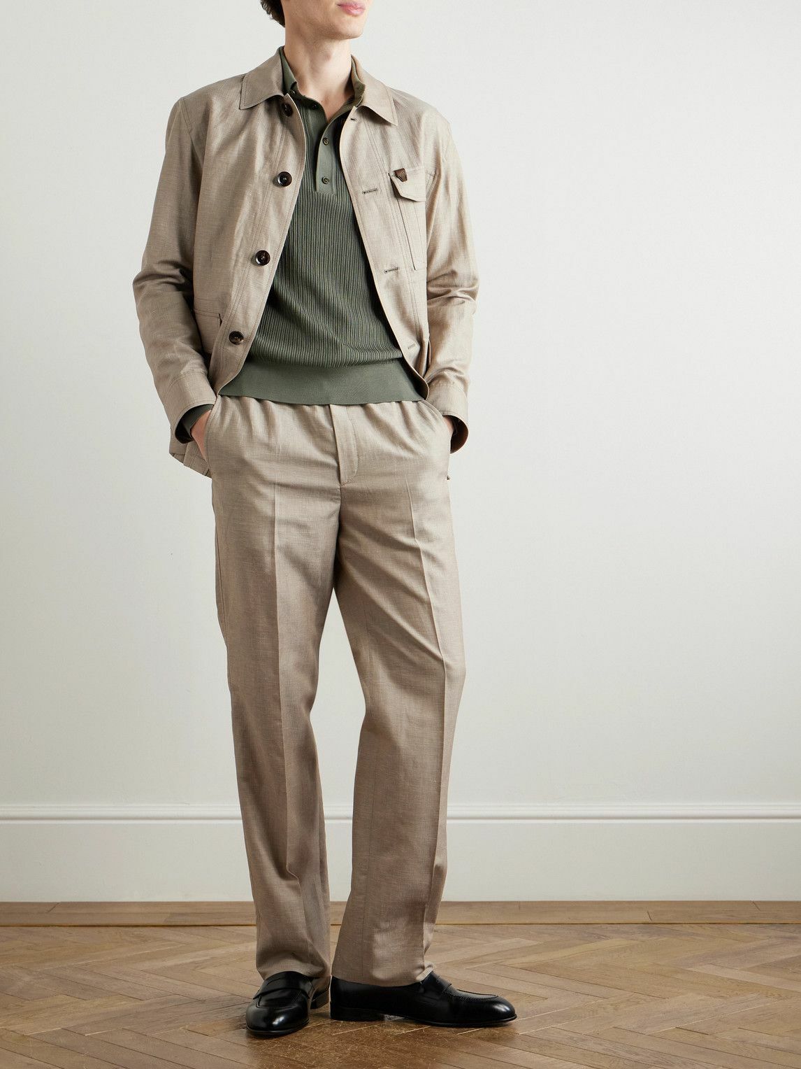 Brioni - Pointelle-Knit Wool Polo Shirt - Green