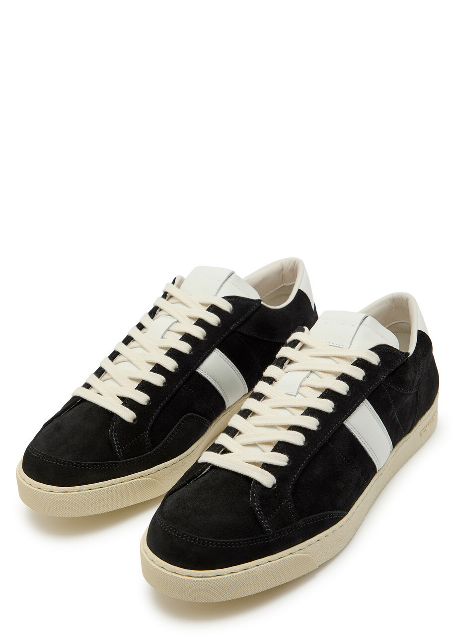 Tom Ford Panelled Leather and Suede Sneakers Black