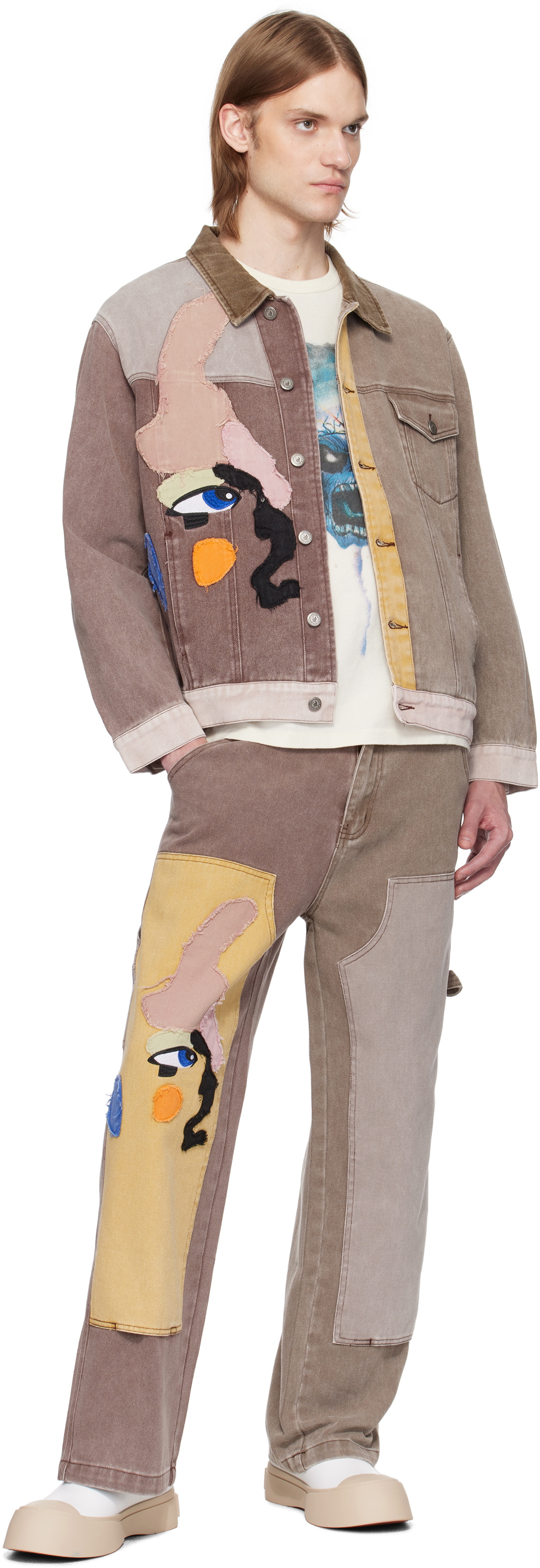 KidSuper Brown Patchwork Face Colorblocked Twill Jacket KidSuper