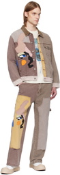 KidSuper Brown Patchwork Face Colorblocked Twill Jacket