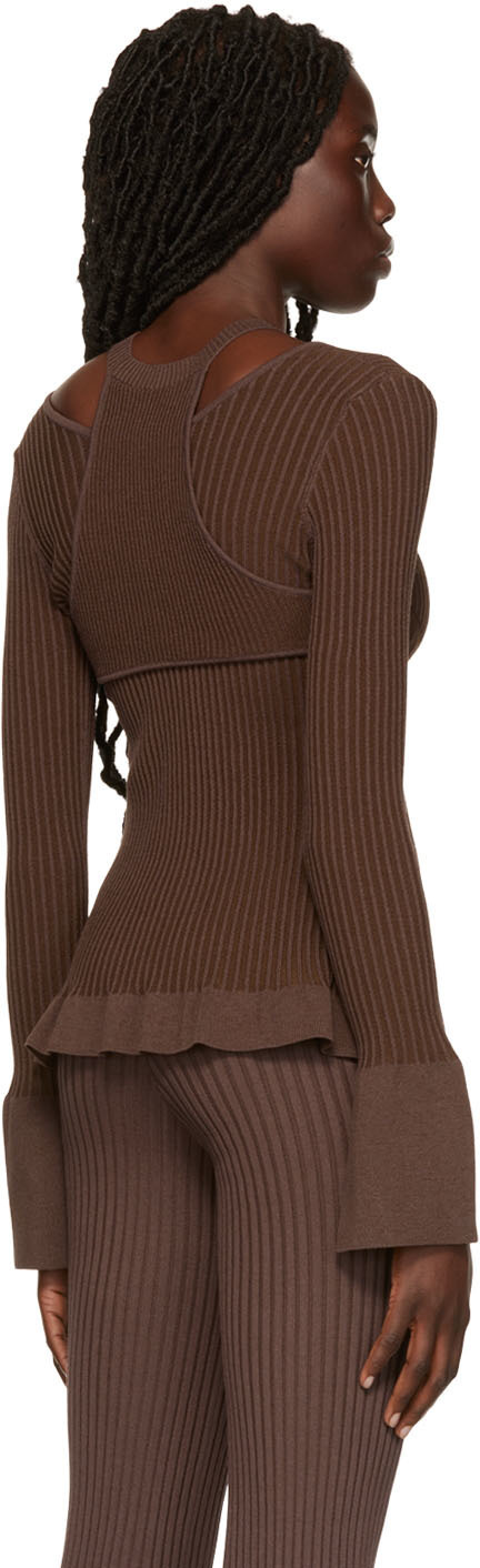 ANDREĀDAMO Brown Layered Cardigan