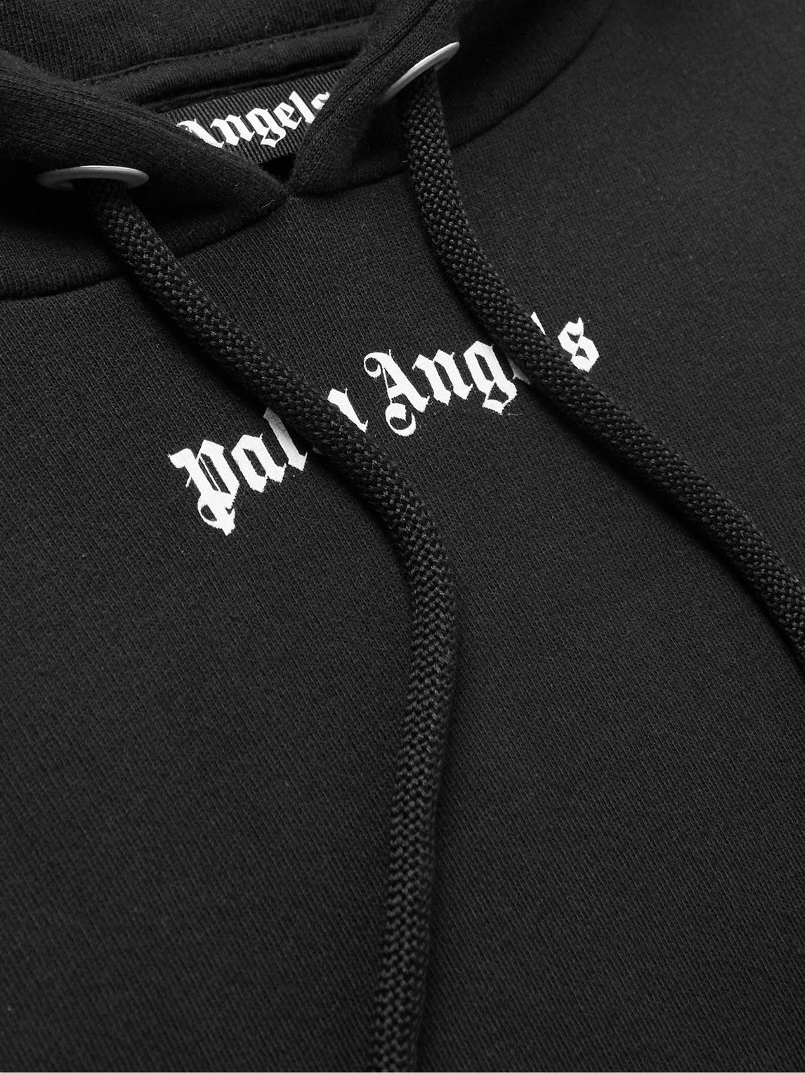 Black Logo-embroidered cotton-jersey hoodie, Palm Angels