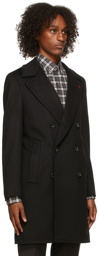 Isaia Black Double-Breasted Coat