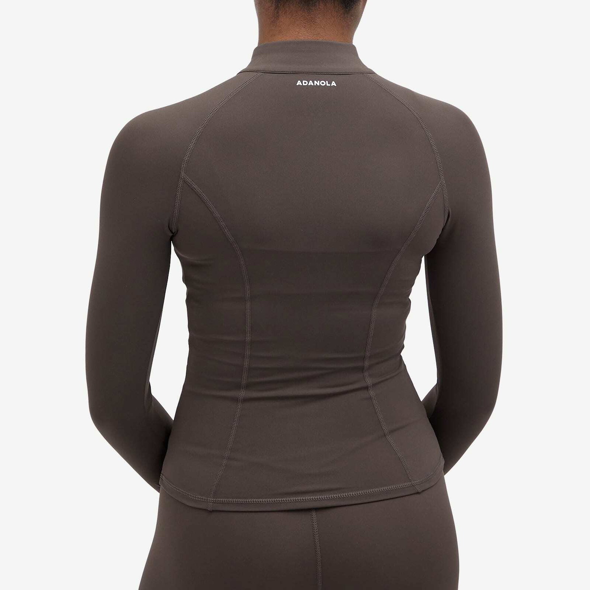 Adanola Women's Ultimate Long Sleeve Zip Up Top in Coffee Bean
