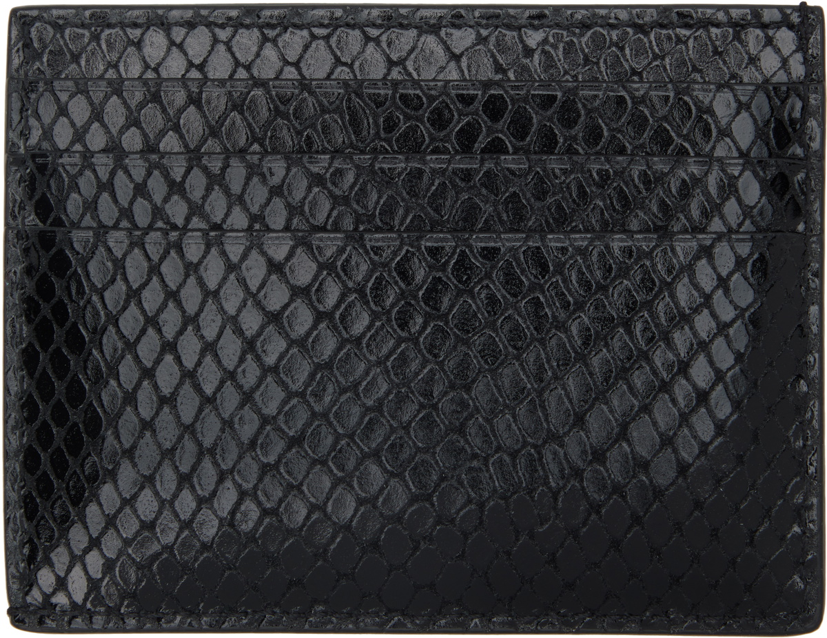 TOM FORD Black Printed Python Card Holder