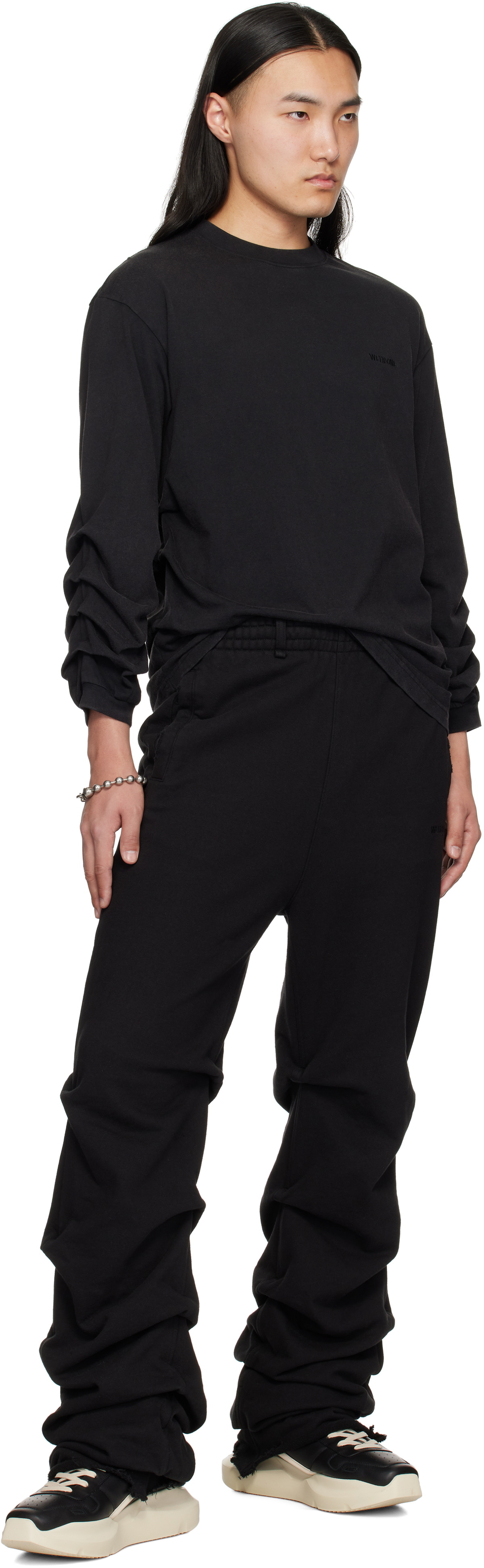 We11done Black Wrinkled Straight Jogger Sweatpants