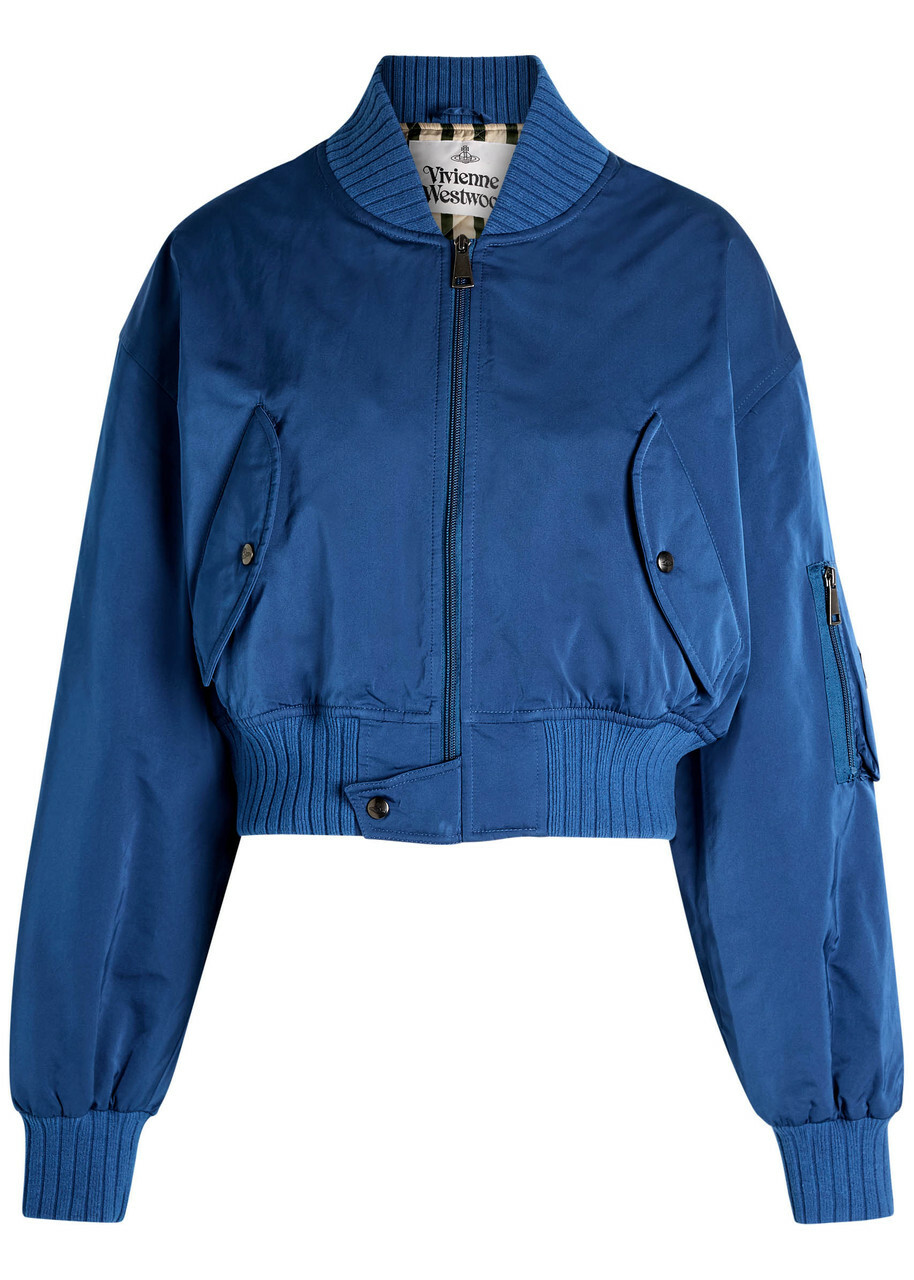 Vivienne Westwood Bernardo Quilted Taffeta Bomber Jacket Blue