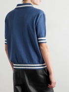 Balmain - Logo-Embroidered Striped Knitted Polo Shirt - Blue