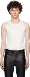 AARON ESH White Satin Trim Jersey Tank Top