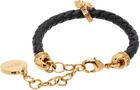 Versace Black Medusa Braided Leather Bracelet