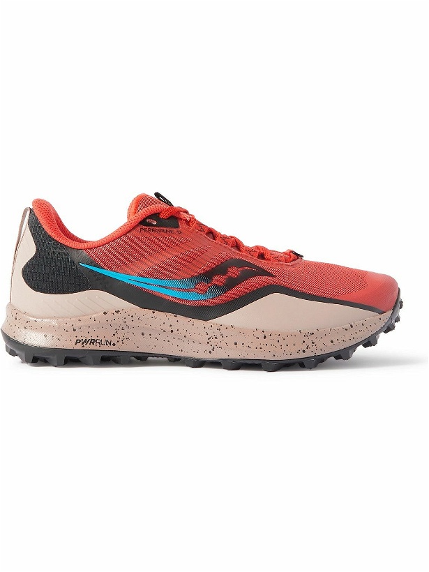 Photo: Saucony - Peregrine 12 Rubber-Trimmed Mesh Running Sneakers - Red