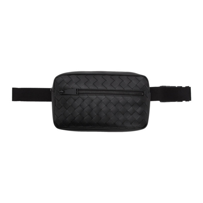 Photo: Bottega Veneta Black Medium Intrecciato Belt Bag
