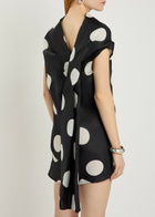Khaite Tatia Polka-dot Draped Silk Mini Dress Black And White