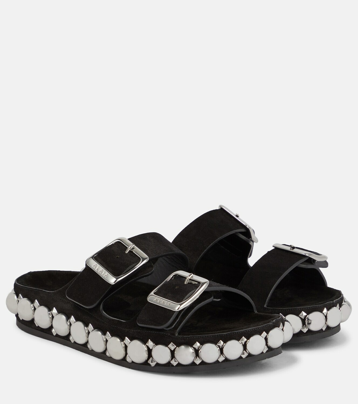 Alaïa Bombe embellished suede slides
