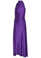 Rabanne Ruched Asymmetric Stretch-jersey Maxi Dress Violet