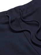 A.P.C. - Logo-Print Fleece-Back Cotton-Jersey Drawstring Shorts - Blue