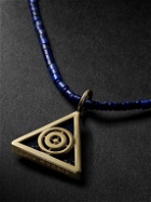 Luis Morais - Gold Lapis Lazuli Beaded Pendant Necklace