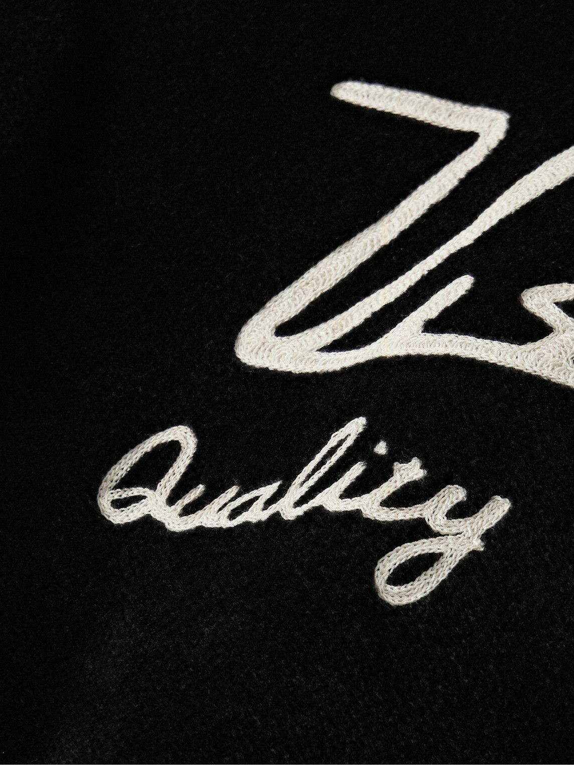 Visvim - Reversible Embroidered Wool-Fleece and Silk-Satin Bomber Jacket - Black
