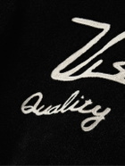 Visvim - Reversible Embroidered Wool-Fleece and Silk-Satin Bomber Jacket - Black
