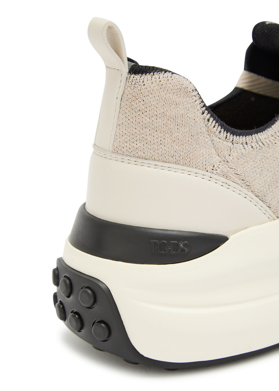 Tods Sportiva 81L Panelled Knit Sneakers Black And White