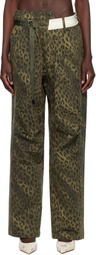 Andersson Bell Khaki Leopard Cross-Over Wide Jeans