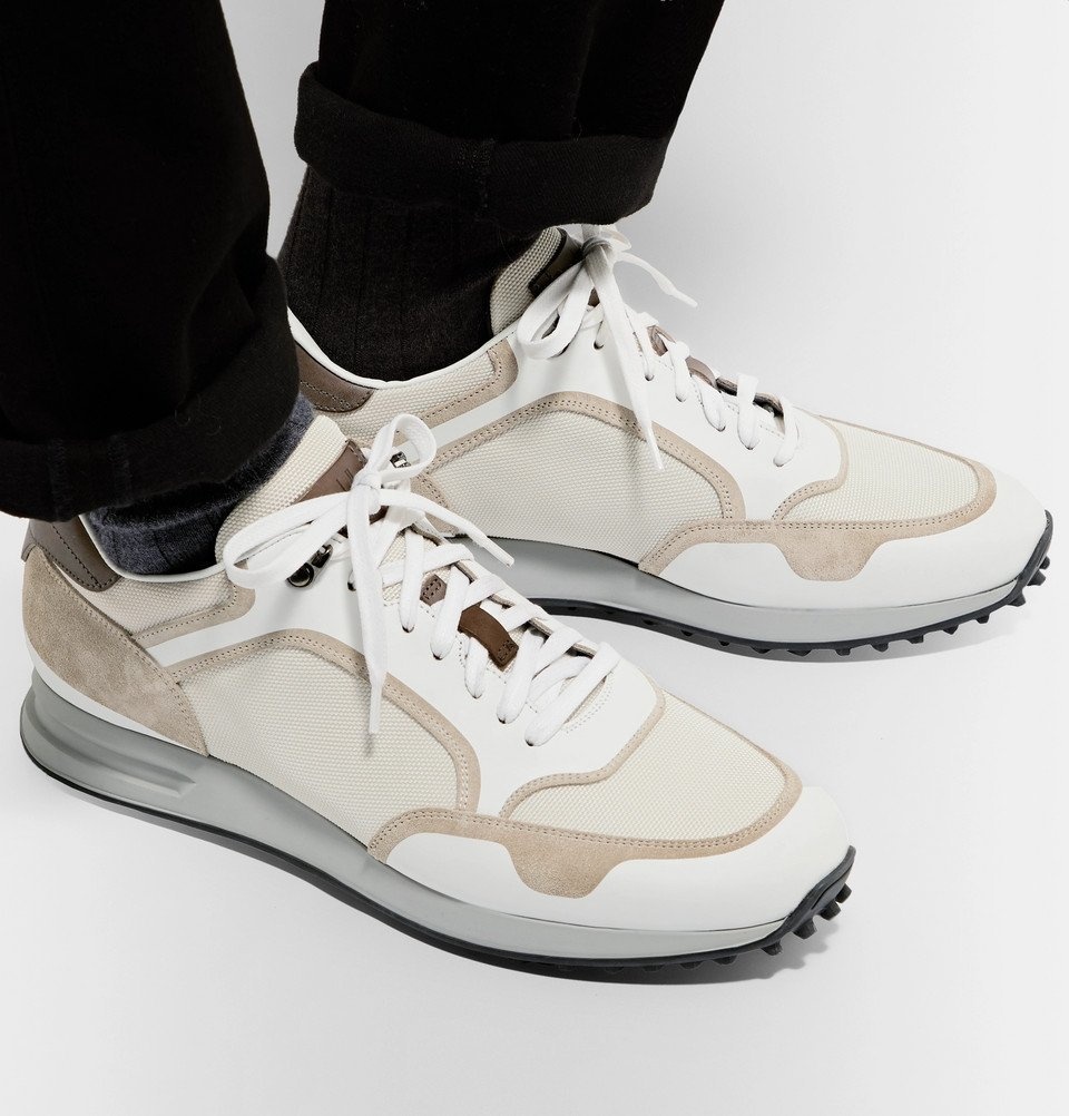 Dunhill - Radial Runner Leather and Suede-Trimmed Mesh Sneakers 