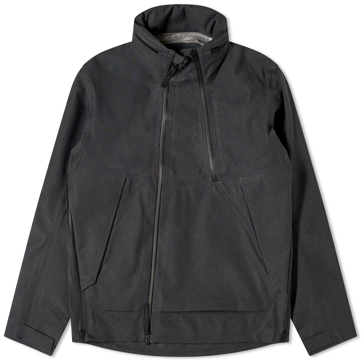 Photo: Norse Projects Men's Textured Twill Gore-Tex 3L Stand Collar Jacke in Charcoal Grey