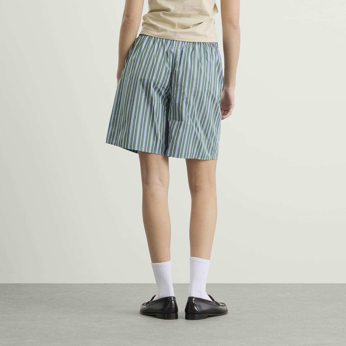 Hommegirls Women's Long Boxer Shorts in Green Porto Stripe