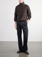 TOTEME - Cable-Knit Wool Rollneck Sweater - Brown