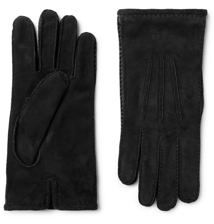 Photo: Loro Piana - Damon Baby Cashmere-Lined Suede Gloves - Men - Navy