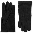 Loro Piana - Damon Baby Cashmere-Lined Suede Gloves - Men - Navy