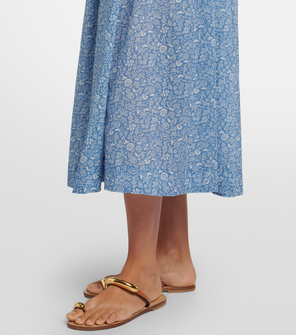 Dôen Emmaretta floral cotton voile midi dress